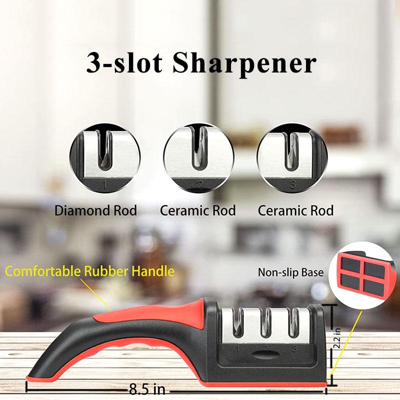 Модернизированная точилка для ножей с 3 слотами, кухонные аксессуары